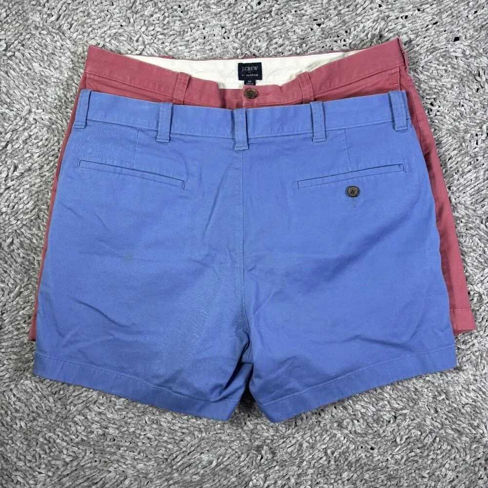 J Crew 7/5 Inseam Shorts lot of Two Mens 34 Preppy Golf Business Summer Flat Zip